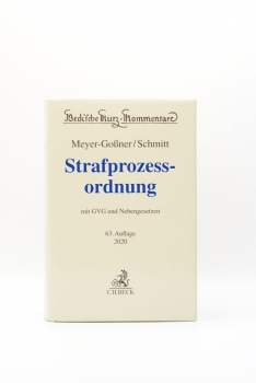 Meyer-Goßner, Strafprozessordnung StPO 63. Auflage 2020 (März 2020)
