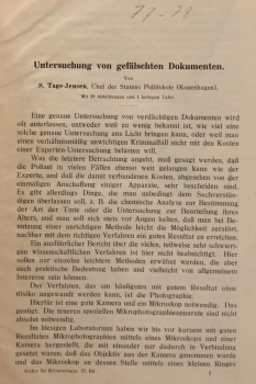 Archiv für Kriminologie, Begründet von Dr. Hans Gross, Band 77 und 78, ca. 1925/1926, Inhaltsverzeichnis Band 77 fehlt, Rücken falsch beschriftet