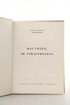 Furtner, Das Urteil im Strafprozeß - Auflage 1970