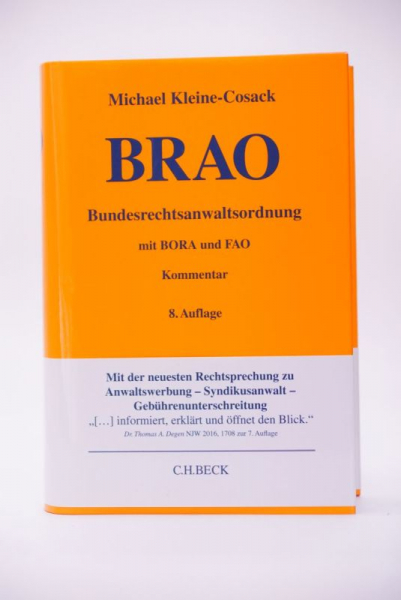 Kleine-Cosack, BRAO Bundesrechtsanwaltsordnung mit BORA und FAO 8. Auflage 2020