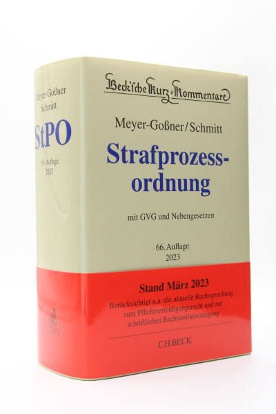 Meyer-Goßner, Strafprozessordnung StPO 66. Auflage 2023 gebrauchte Exemplare