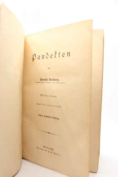 Dernburg, Pandekten 3. Auflage 1892 Band 3 Familien und Erbrecht, neu gebunden