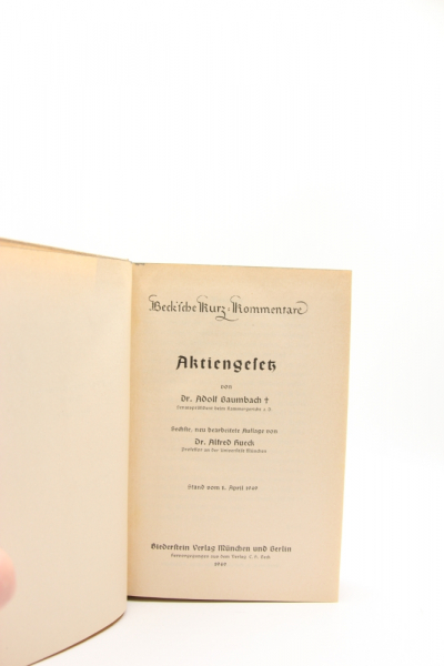 Baumbach/Hueck, Aktiengesetz 6. Auflage 1949