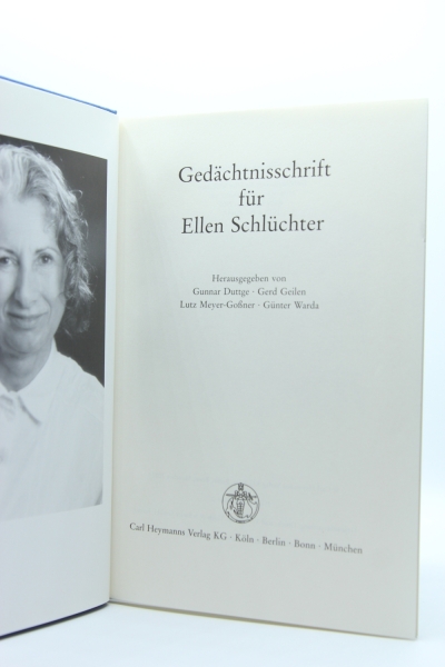 Gedächtnisschrift für Ellen Schlüchter, Köln 2002