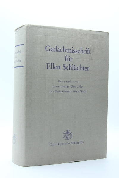Gedächtnisschrift für Ellen Schlüchter, Köln 2002