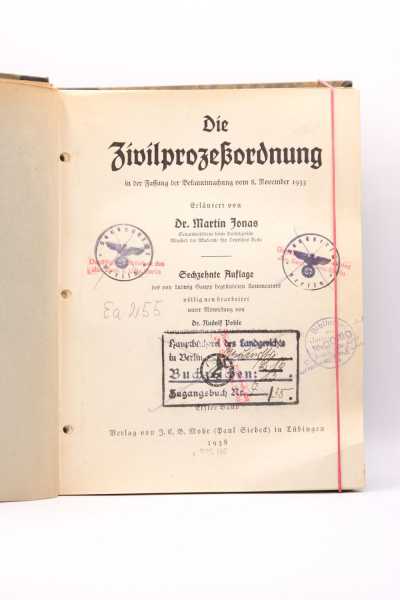Jonas, Die Zivilprozessordnung in der Fassung der Bekanntmachung vom 8. November 1933, 16. Auflage 1938/39 in 2 Bänden