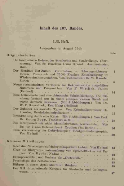 Archiv für Kriminologie, Begründet von Dr. Hans Gross, Band 107 und 108, 1940/1941