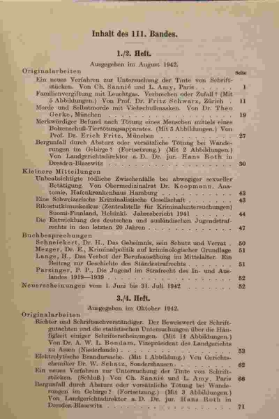 Archiv für Kriminologie, Begründet von Dr. Hans Gross, Band 111 und 112, 1942/1943
