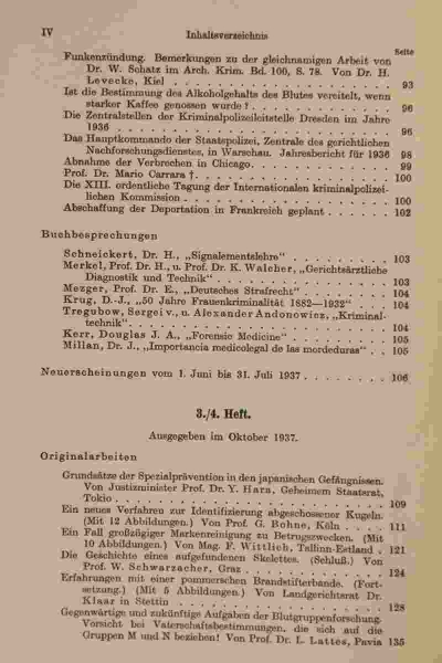 Archiv für Kriminologie, Begründet von Dr. Hans Gross, Band 101 und 102, 1937/1938