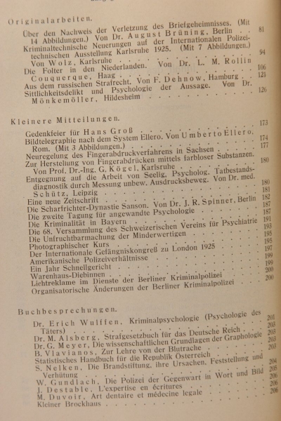 Archiv für Kriminologie, Begründet von Dr. Hans Gross, Band 77 und 78, ca. 1925/1926, Inhaltsverzeichnis Band 77 fehlt, Rücken falsch beschriftet